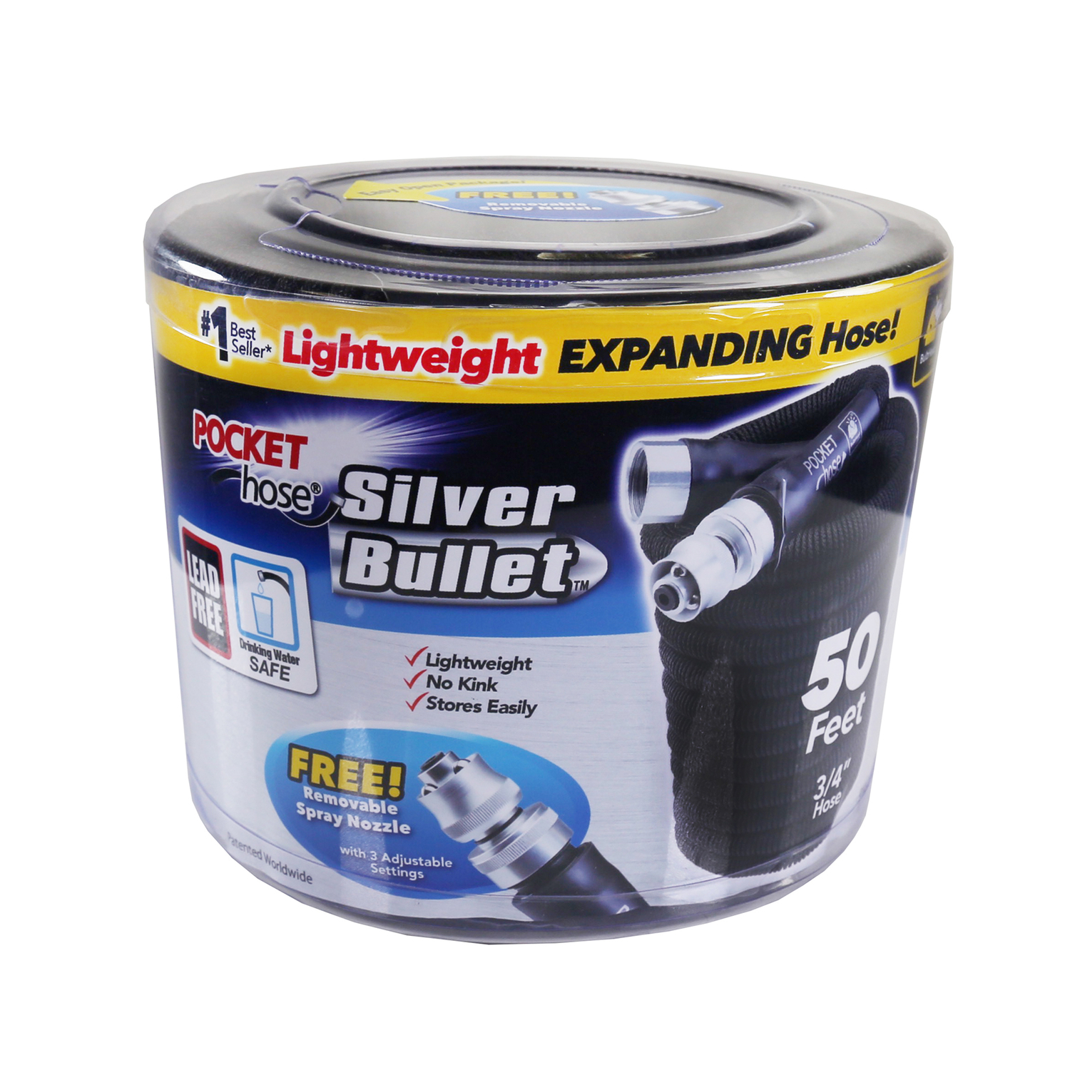 Pocket Hose Silver Bullet 3/4 in. Dia. x 50 ft. L Expanding Black
