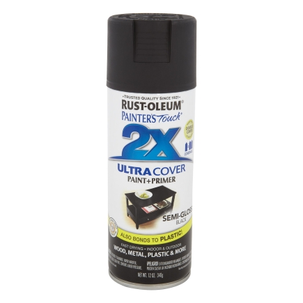 Rust-Oleum 12oz 2x Painter's Touch Ultra Cover Semi-Gloss Spray Paint Black