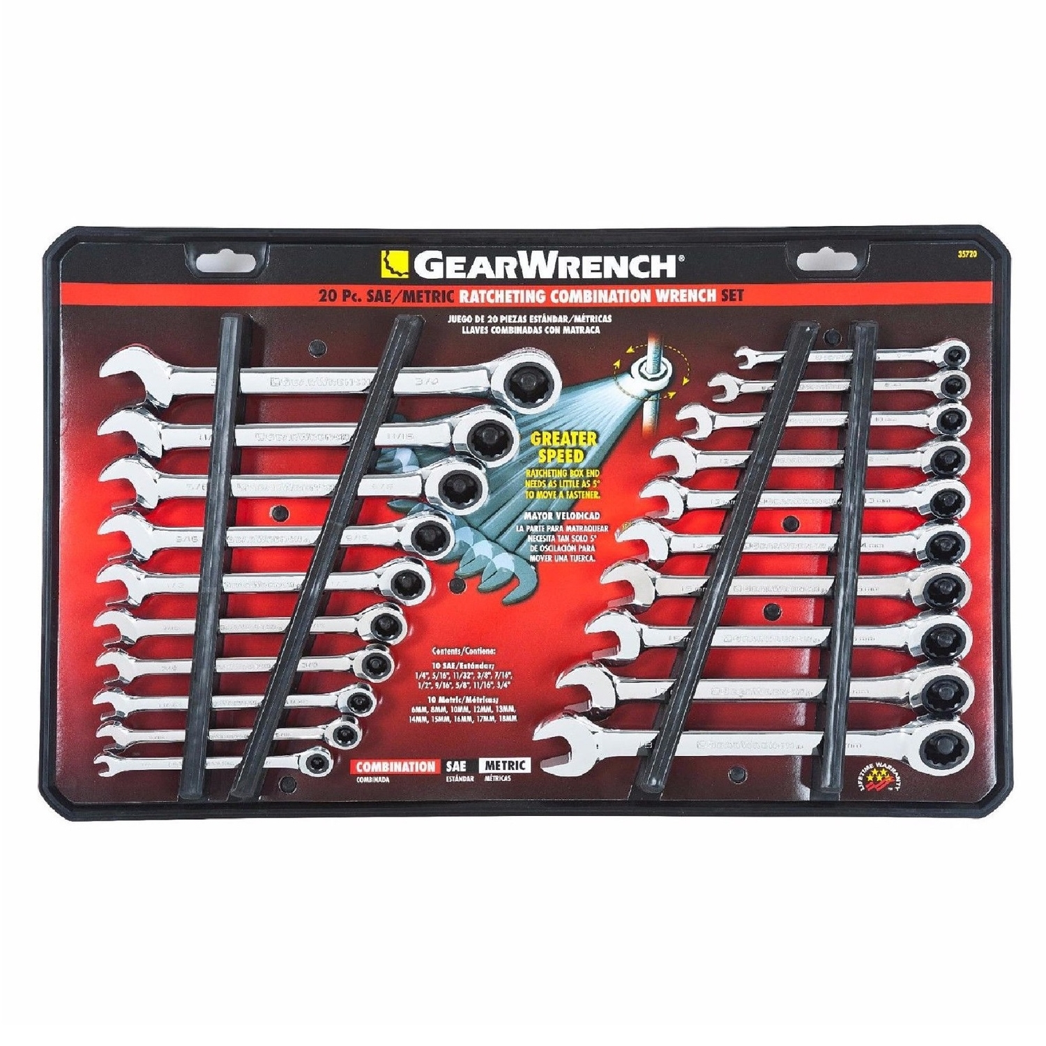 Gearwrench Point Metric And Sae Ratcheting Combination Wrench Set Pc