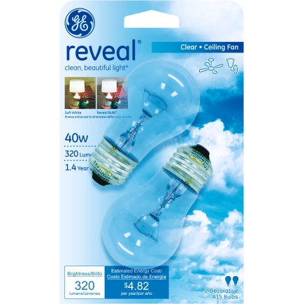 G E Reveal Clear Ceiling Fan Light Bulbs 6 Pack