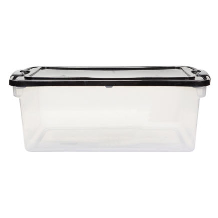 Homz 64 Qt Black Latching Lid Clear Storage Tote (3441CLBKTS.06)