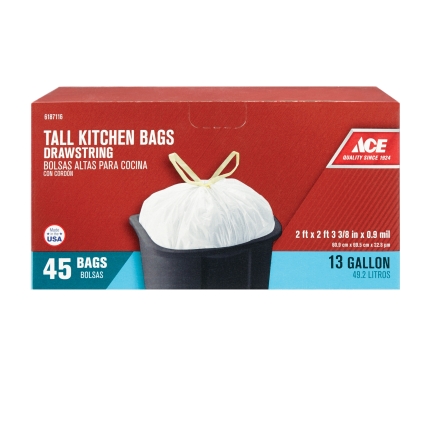 Ace® 13 Gal Tall Drawstring Kitchen Trash Bags