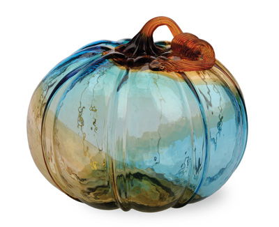 LARGE GLASS PUMPKIN BLUE